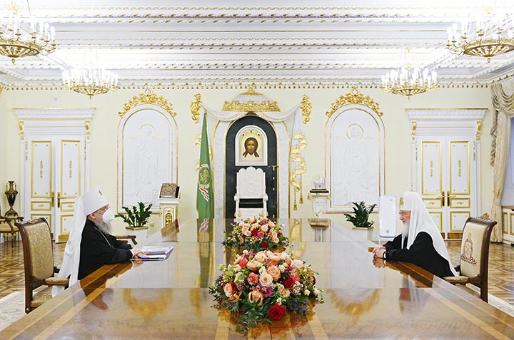 Святейший Патриарх Кирилл провел рабочую встречу с митрополитом Астанайским и Казахстанским Александром