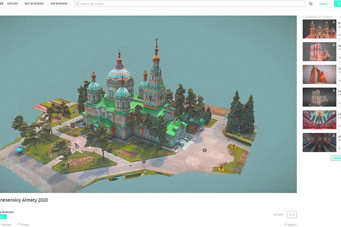 В Интернете размещена 3D-модель Вознесенского кафедрального собора Алма-Аты
