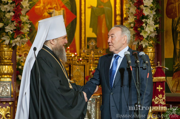 Президент Казахстана Н.А. Назарбаев поздравил Главу Казахстанского Митрополичьего округа с праздником Пасхи