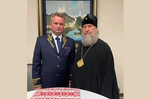 Глава Православной Церкви Казахстана посетил прием в честь Дня независимости Республики Беларусь